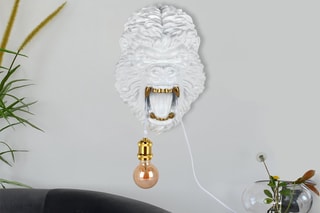 Sculpture-lampe en résine Tête de gorille Blanc