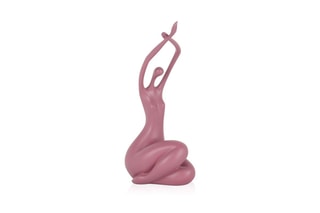 Sculpture figurative en résine Réveil petit - Rose