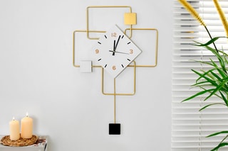 Horloge murale Square combination 1 - Doré