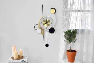 Horloge murale Geometric Creation - Doré