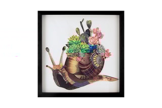 Tableau 3D Escargot avec fleurs