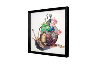 Tableau 3D Escargot avec fleurs