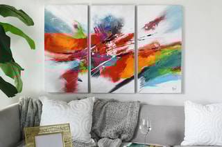 Tableau peint sur panneau acrylique Abstrait tris multicolore