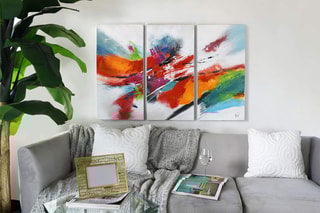 Tableau peint sur panneau acrylique Abstrait tris multicolore
