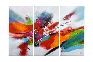 Tableau peint sur panneau acrylique Abstrait tris multicolore