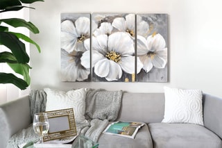 Tableau peint sur panneau acrylique Pivoines blanches