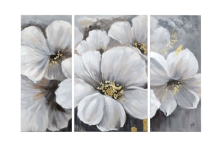 Tableau peint sur panneau acrylique Pivoines blanches