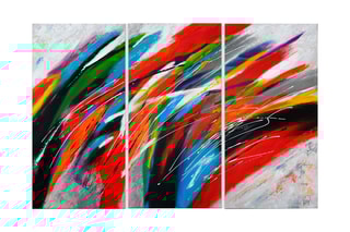 Triptyque peint sur toile Abstrait tris vague multicolore