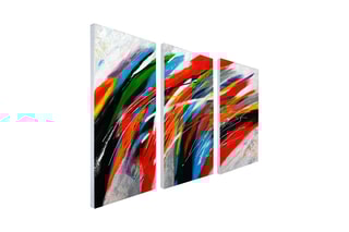 Triptyque peint sur toile Abstrait tris vague multicolore