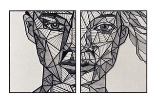 2 tableaux Visages géométriques
