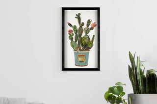 Tableau collage 3D Cactus en pot