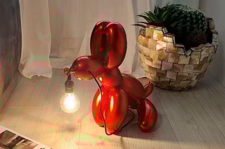 Lampe chien ballon assis Rouge