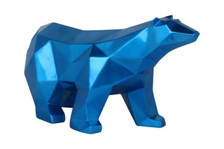 Sculpture en résine Ours polaire à facettes - Bleu