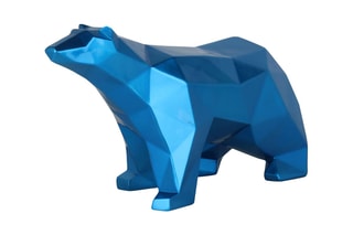 Sculpture en résine Ours polaire à facettes - Bleu