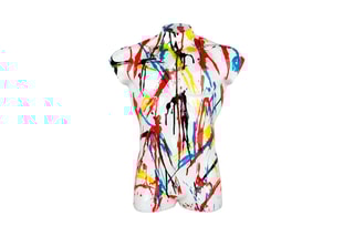 Sculpture Pop Art en résine Torse femme - Blanc et rouge