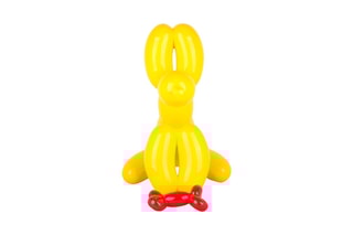 Sculpture Pop Art en résine Chien ballon assis - Jaune