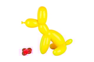 Sculpture Pop Art en résine Chien ballon assis - Jaune