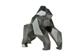 Sculpture Pop Art en résine Gorille à facettes - Anthracite