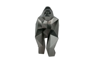 Sculpture Pop Art en résine Gorille à facettes - Anthracite