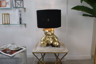 Sculpture-lampe en résine Ourson à facettes - Doré