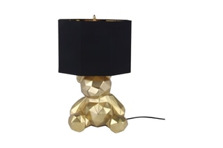 Sculpture-lampe en résine Ourson à facettes - Doré