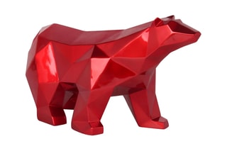 Sculpture en résine Ours polaire à facettes - Rouge