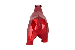 Sculpture en résine Ours polaire à facettes - Rouge