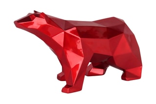Sculpture en résine Ours polaire à facettes - Rouge