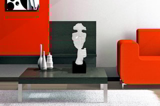 Sculpture en résine laquée Visage homme abstrait - Blanc