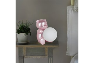 Sculpture-lampe en résine Ourson Rose