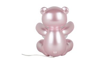 Sculpture-lampe en résine Ourson Rose