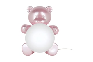 Sculpture-lampe en résine Ourson Rose