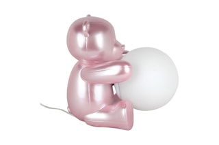 Sculpture-lampe en résine Ourson Rose