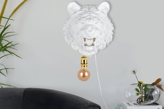 Sculpture-lampe en résine Tête de tigre Blanc