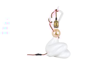 Sculpture-lampe en résine Femme Qui se réveille - Blanc