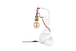 Sculpture-lampe en résine Femme Qui se réveille - Blanc