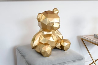 Sculpture en résine Petit ourson facetté - Doré