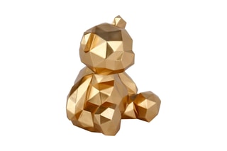 Sculpture en résine Petit ourson facetté - Doré