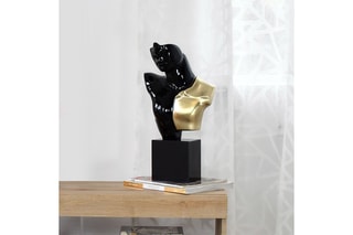 Sculpture en résine Buste de guerrier - Noir et doré