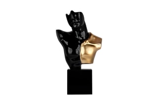 Sculpture en résine Buste de guerrier - Noir et doré