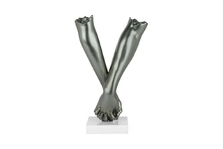Sculpture en résine et marbre Ensemble pour toujours - Argenté