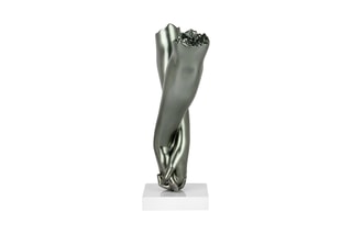 Sculpture en résine et marbre Ensemble pour toujours - Argenté