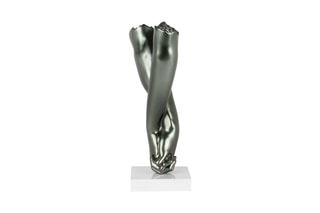 Sculpture en résine et marbre Ensemble pour toujours - Argenté