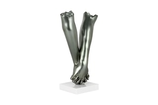 Sculpture en résine et marbre Ensemble pour toujours - Argenté