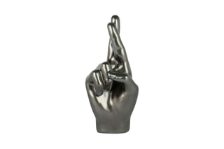 Sculpture en résine Doigts croisés Anthracite