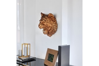 Sculpture en résine Tête de tigre Bronze