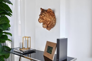 Sculpture en résine Tête de tigre Bronze