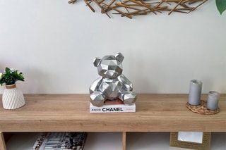 Sculpture moderne en résine - Ourson facetté   Argenté