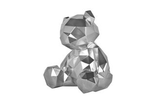 Sculpture moderne en résine - Ourson facetté   Argenté