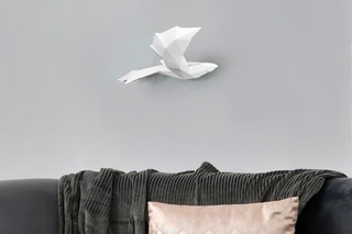 Sculpture murale en résine Oiseau origami - Argenté